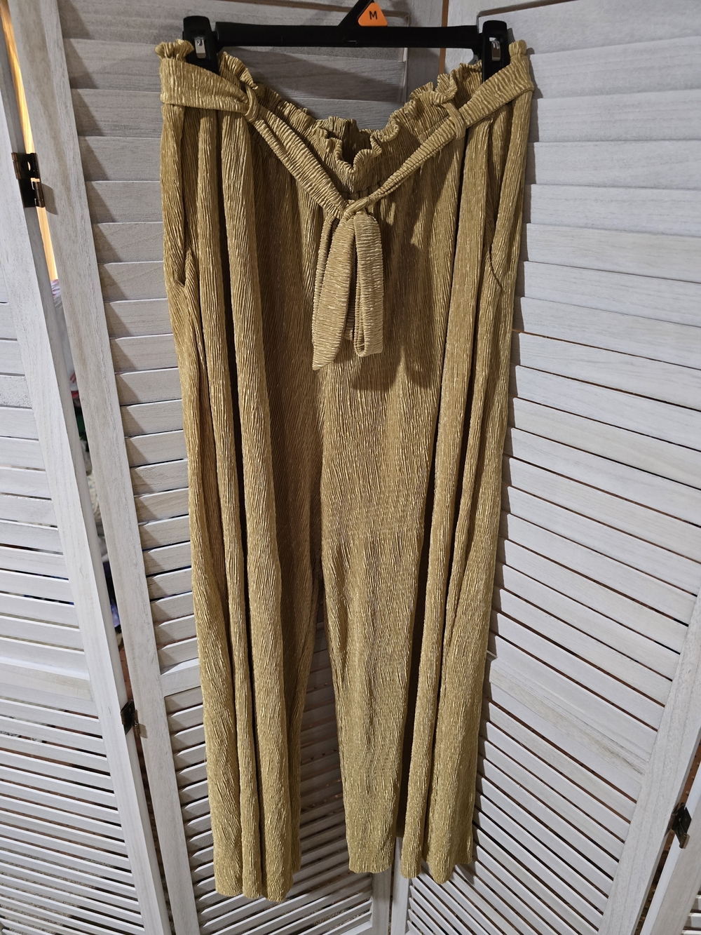 LuLaRoe Gold Metallic Paperbag Waist Wide Leg Pants